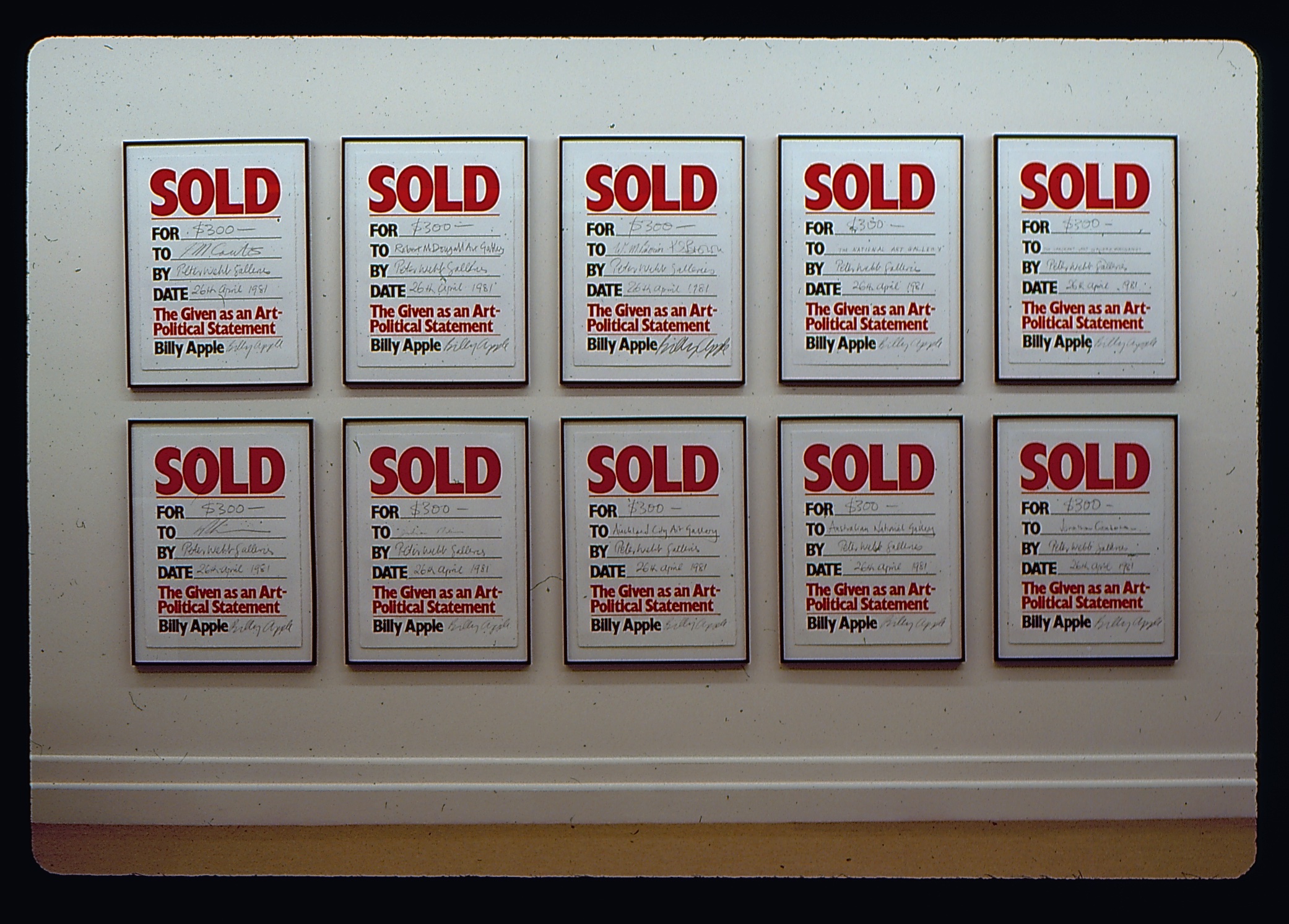 On Billy Apple’s Art for Sale